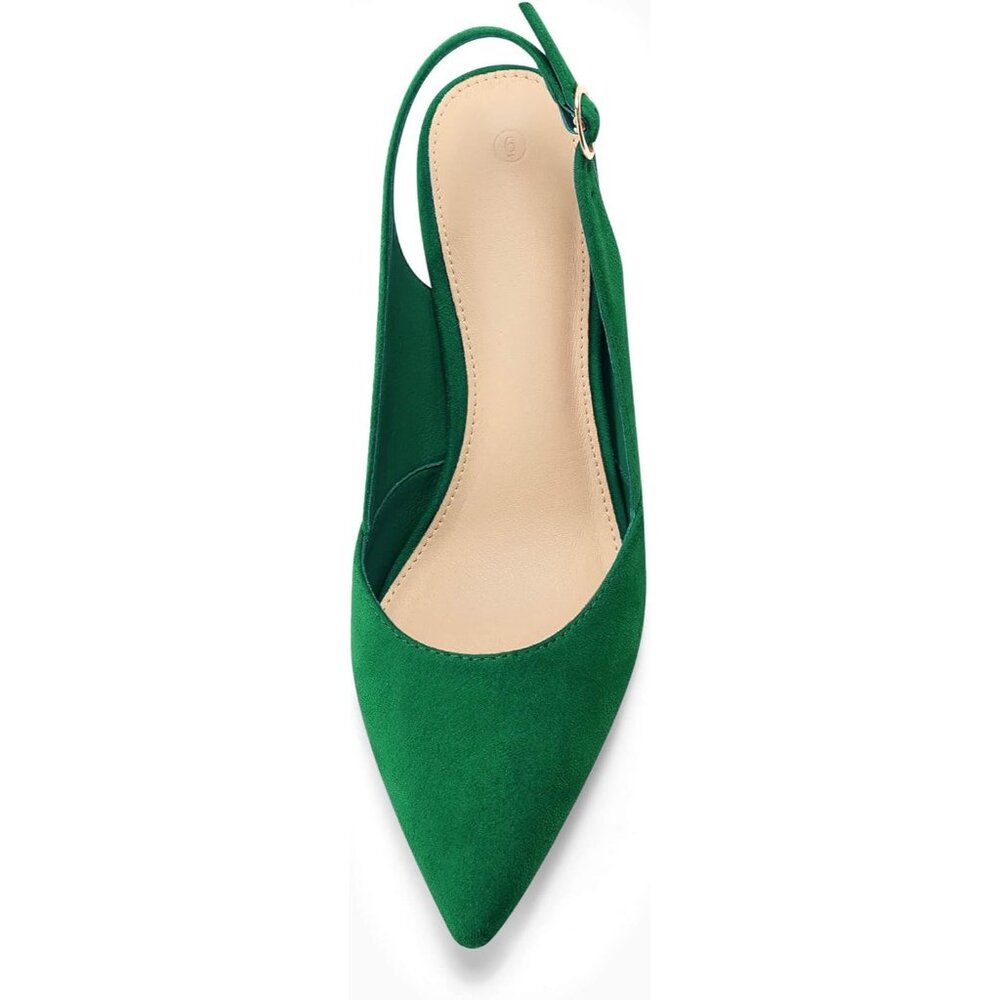 Women's Navy Green Kitten Heels Closed Pointed Toe Wedding Party Dress Pumps - Picture 2 of 4